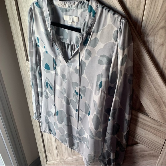 Loft Peasant Style Tie-up Blouse - Shades of Gray - Picture 3 of 5